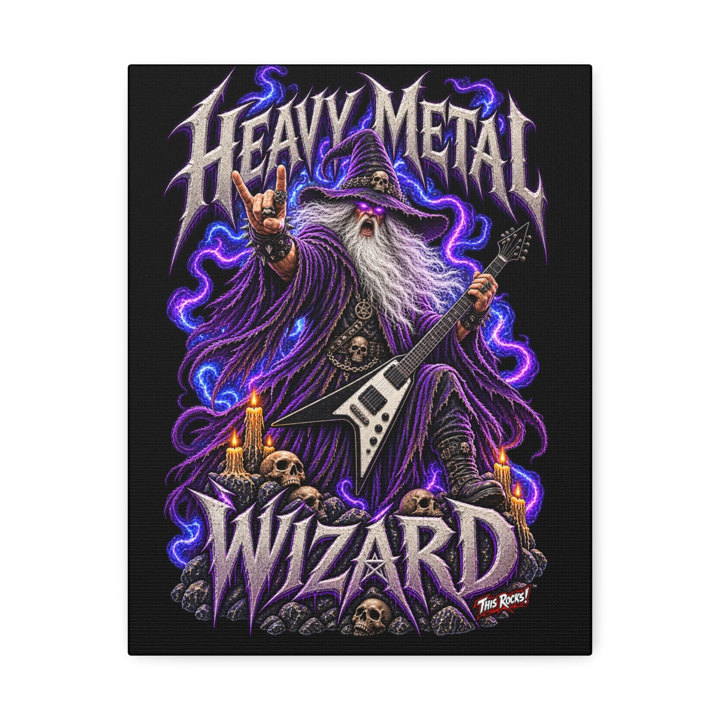 THIS ROCKS!™ "Heavy Metal Wizard™" Canvas Art — Rock Guitar Wizard Wall Decor