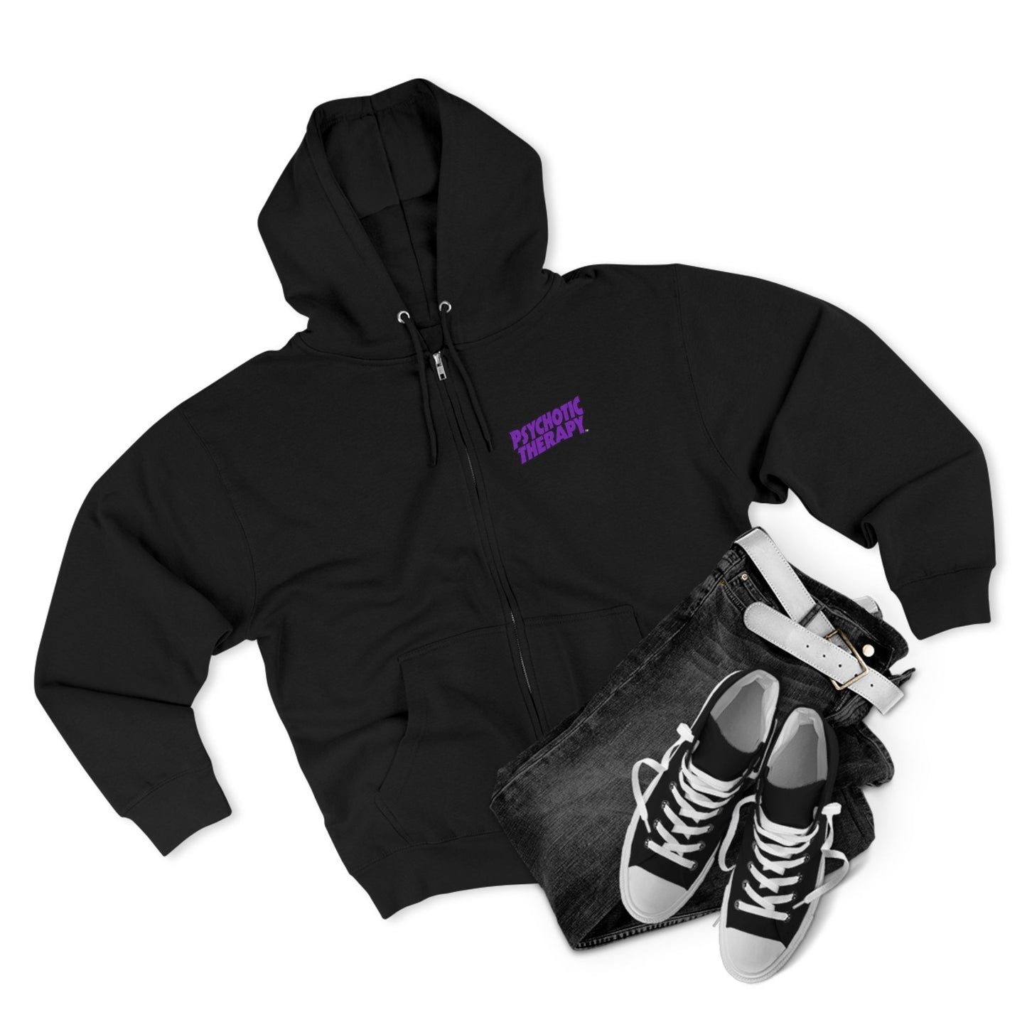 Official PSYCHOTIC THERAPY™ Zip Hoodie — Doom Purple Logo Zip-Up