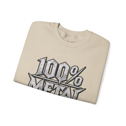 THIS ROCKS!™ "100% Metal"™ Crewneck Sweatshirt — Heavy Metal Band Graphic