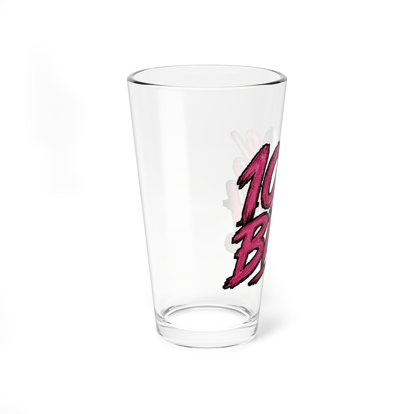 THIS ROCKS!™ "100% Bitch"™ 16oz Mixing Glass — Bold Pink Bar Pint Glass