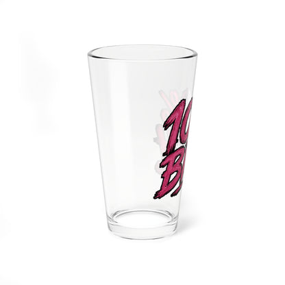 THIS ROCKS!™ "100% Bitch"™ 16oz Mixing Glass — Bold Pink Bar Pint Glass