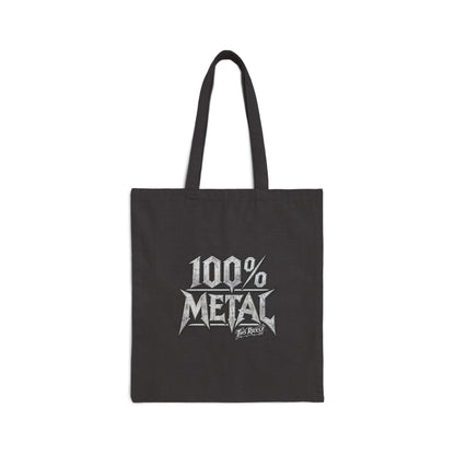 THIS ROCKS!™ "100% Metal"™ Tote Bag —  Vintage Rock Cotton Canvas Tote