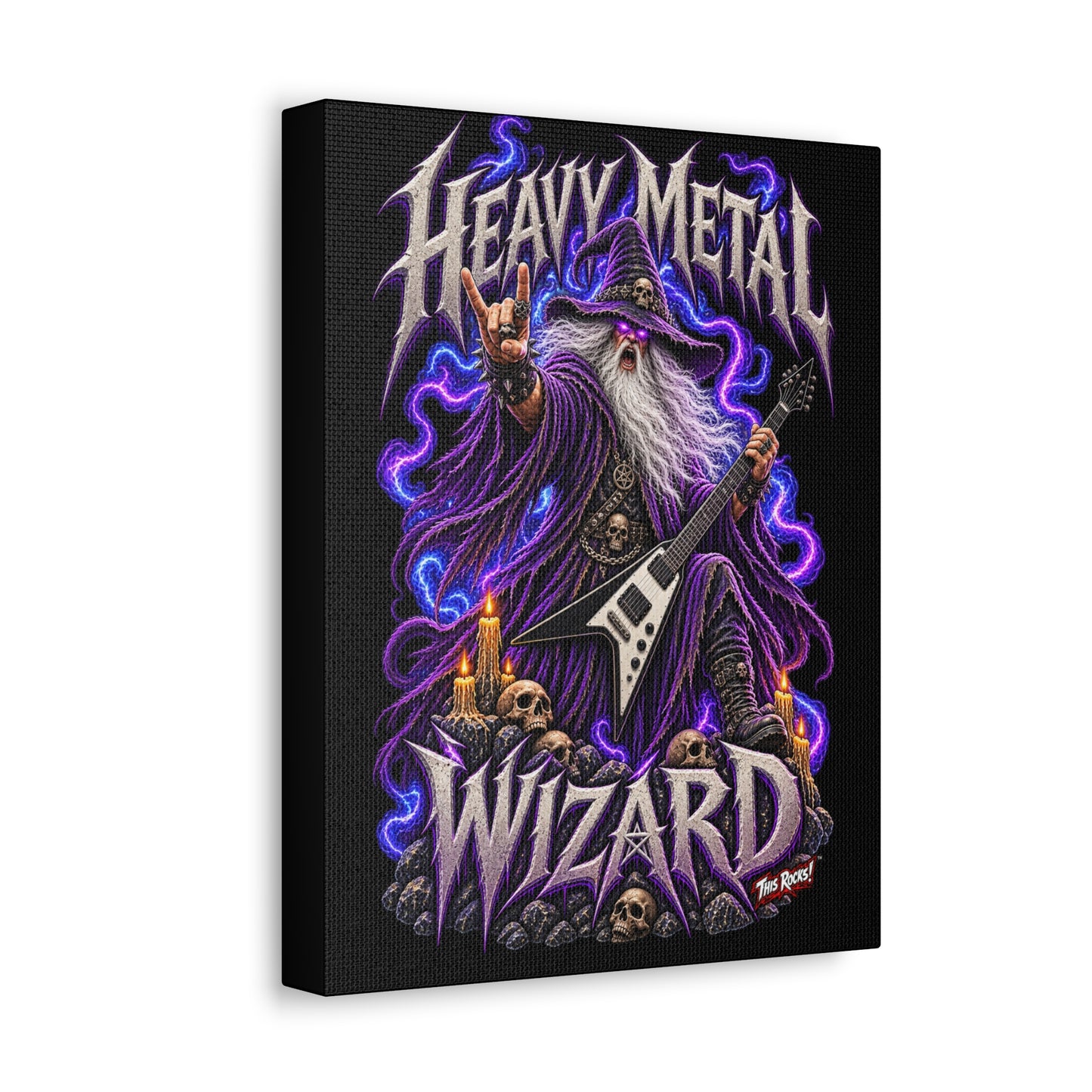 THIS ROCKS!™ "Heavy Metal Wizard™" Canvas Art — Rock Guitar Wizard Wall Decor