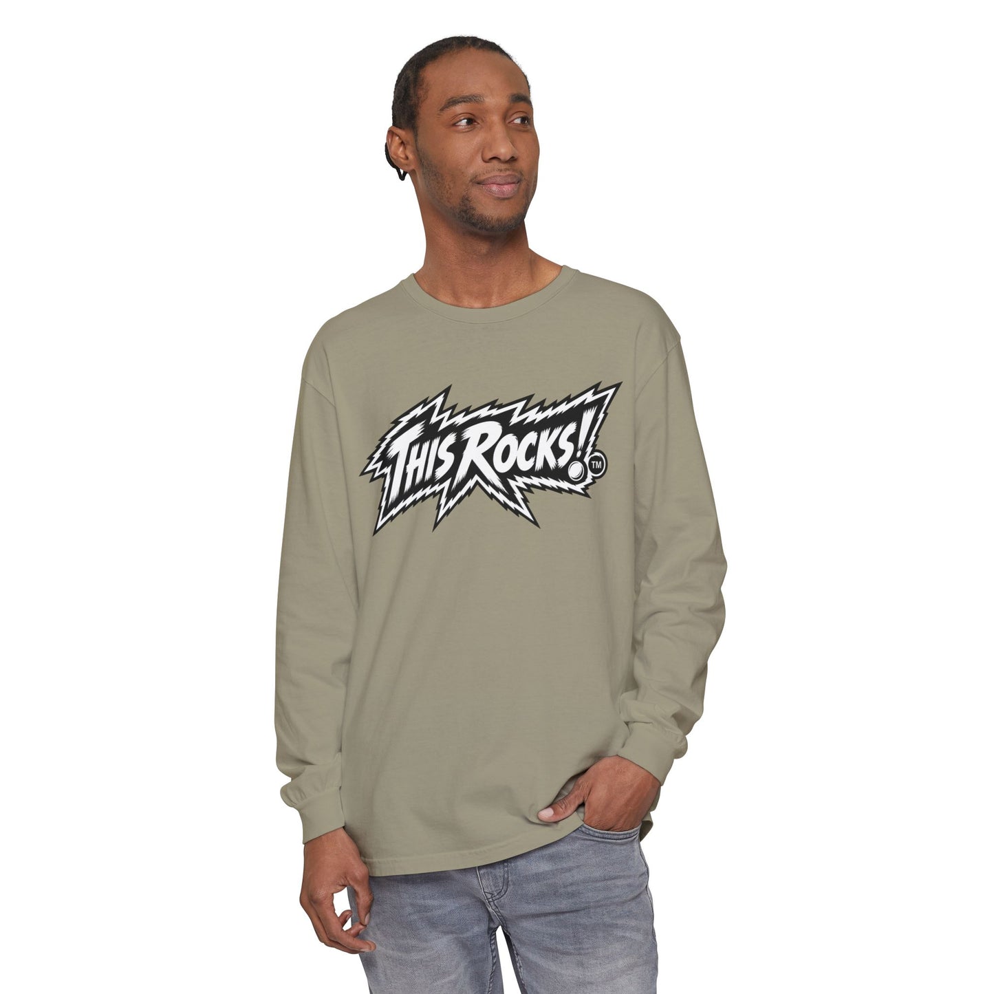 THIS ROCKS!™ "White Lightning Logo™" Long Sleeve Tee