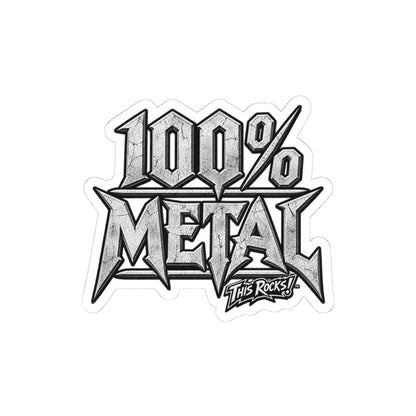 THIS ROCKS!™ "100% Metal"™ Kiss-Cut Sticker — Heavy Metal Logo Decal