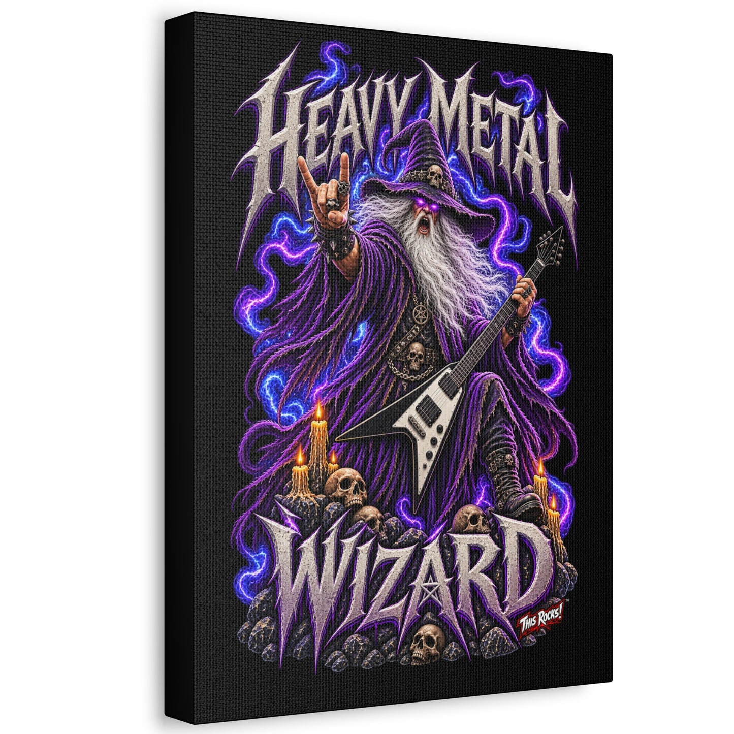 THIS ROCKS!™ "Heavy Metal Wizard™" Canvas Art — Rock Guitar Wizard Wall Decor