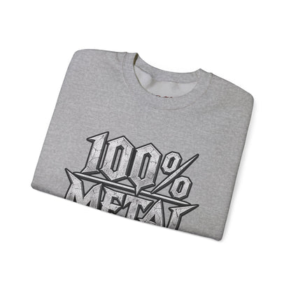 THIS ROCKS!™ "100% Metal"™ Crewneck Sweatshirt — Heavy Metal Band Graphic