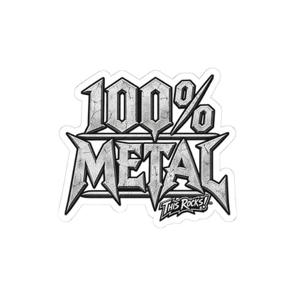 THIS ROCKS!™ "100% Metal"™ Kiss-Cut Sticker — Heavy Metal Logo Decal