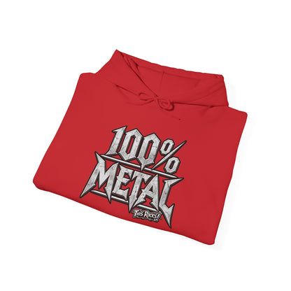 THIS ROCKS!™ "100% Metal"™ Hoodie — Heavy Metal Attitude Logo Pullover